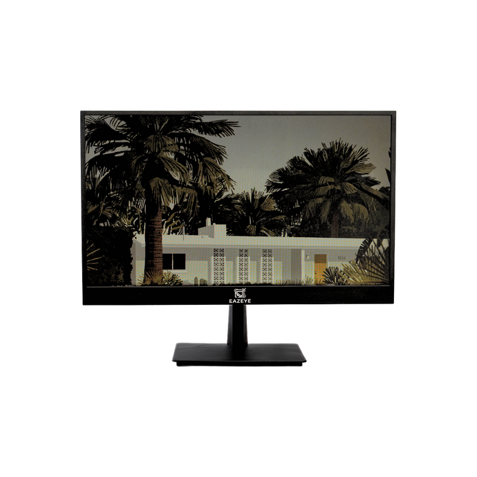 Front view of Eazeye Monitor 1 displaying high-quality house image on reflective screen