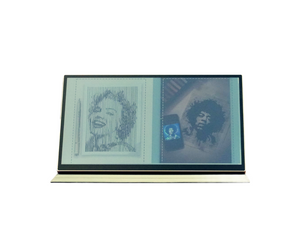 Front-angle of Radiant monitor displaying images to highlight paper-like qualities